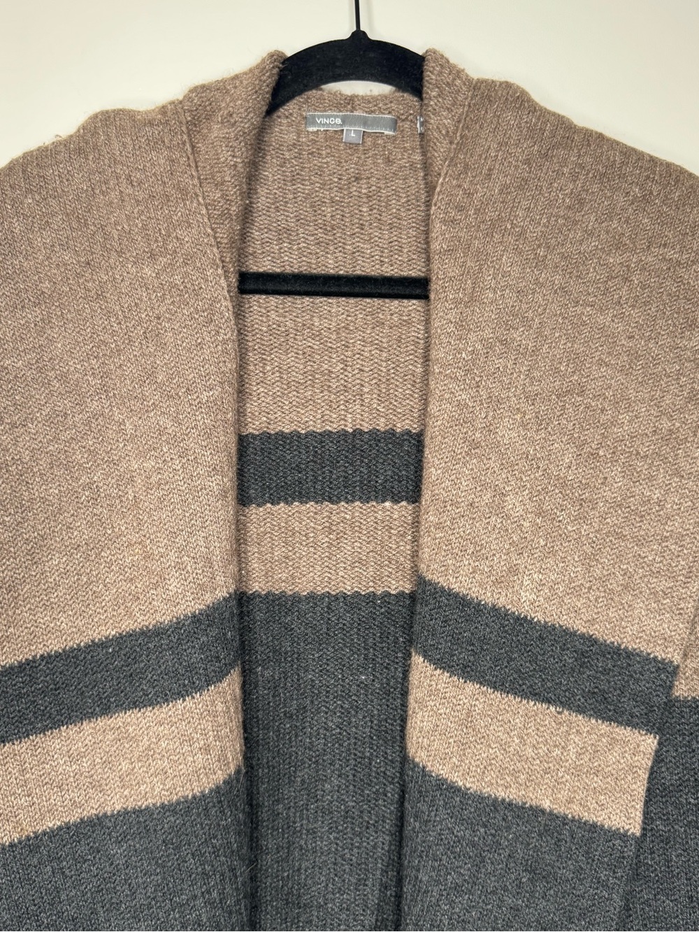 Vince women's L open front wool/alpaca color block pattern knit cardigan boho - Picture 5 of 9